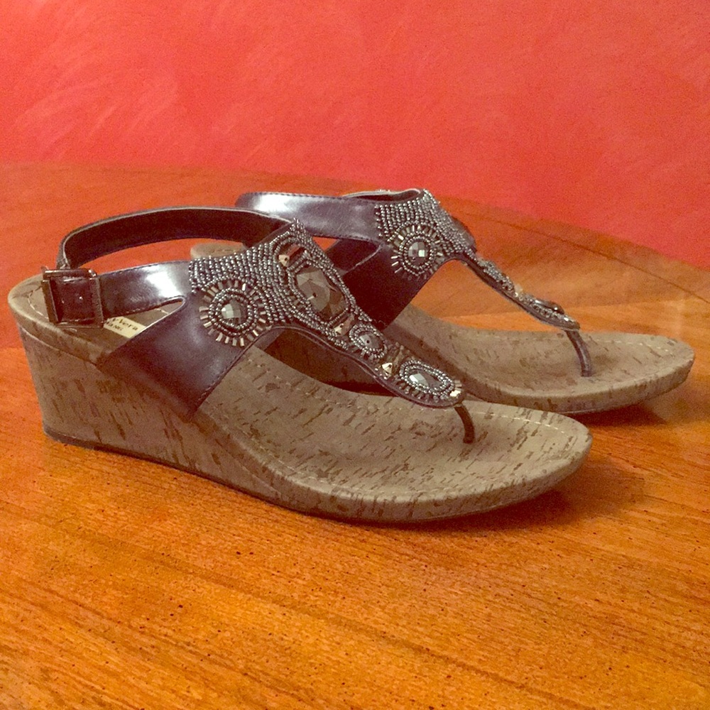 Vera Wang Strappy Heeled Sequined Sandals 9M